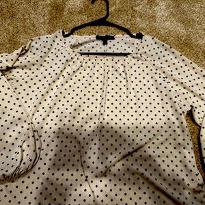 Banana Republic Grey and Cream Polka Dot Blouse Size M